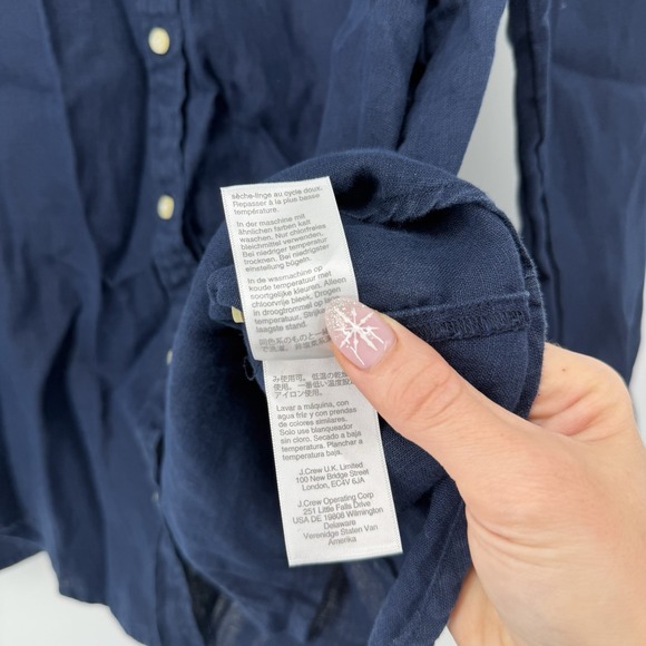 J. Crew Wren Slim Shirt in Baird McNutt 100% Irish Linen Navy Blue Size 16T - Picture 5 of 9